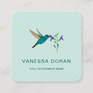 Carte de visite de colibris turquoise