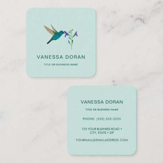 Carte de visite de colibris turquoise (Devant / Derrière)