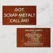 Carte de visite de collecteur de métaux de ferrail (Devant / Derrière)