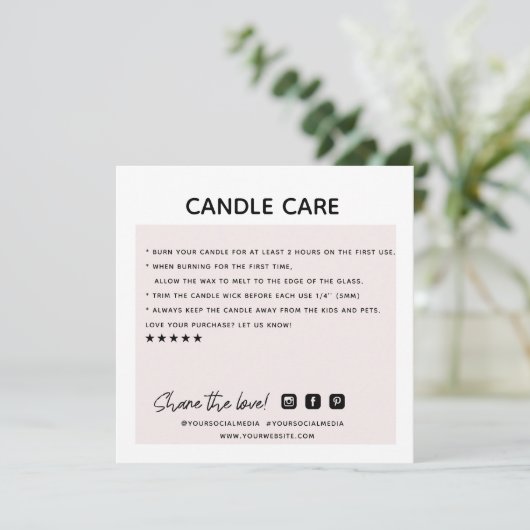 Carte de visite de commande de soins de bougie Mer (Debout devant)