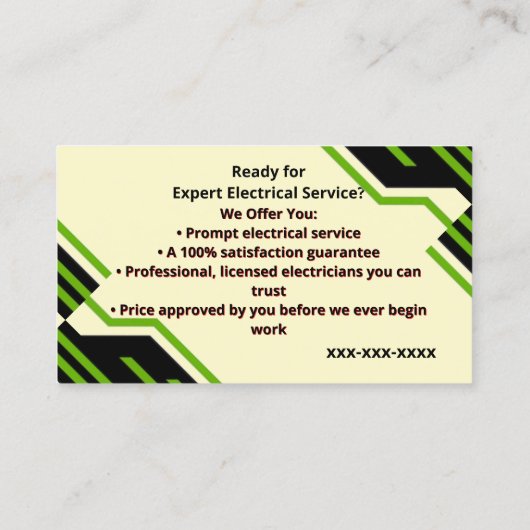 Carte de visite de compagnie électrique (Dos)