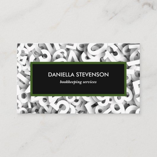 Carte de visite de comptabilité moderne vert et no (Devant)