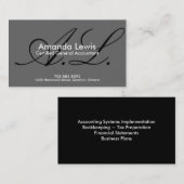 Carte de visite de comptabilité - noir et blanc de (Devant / Derrière)