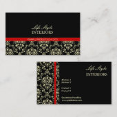 Carte de visite de concepteur d'intérieur, Damask (Devant / Derrière)