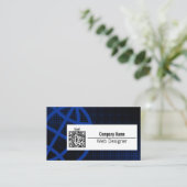 Carte de visite de concepteur Web bleu professionn (Debout devant)