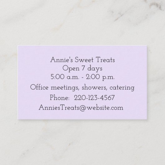 Carte de visite de conception Blueberry (Dos)