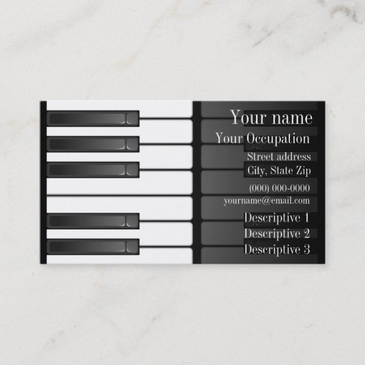 Carte de visite de conception de clavier noir en g (Devant)