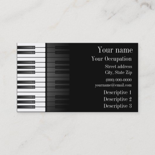 Carte de visite de conception de clavier noir en g (Devant)