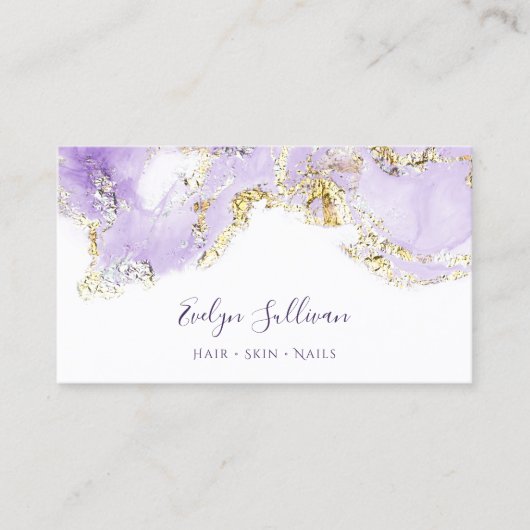 carte de visite de conception de marbrage lavande (Devant)