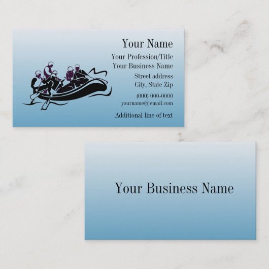 Carte de visite de conception de Rafting d'eau bla (Devant / Derrière)