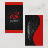 Carte de visite de conception monogramme Damask (Devant / Derrière)