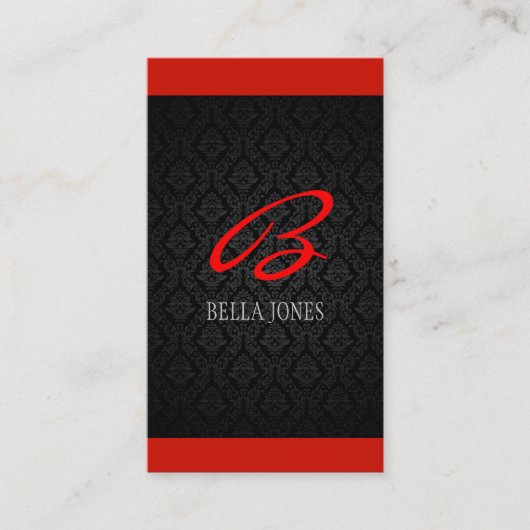 Carte de visite de conception monogramme Damask (Devant)