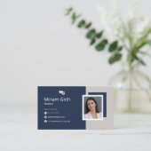Carte de visite de conception photo Realtor bleu e (Debout devant)