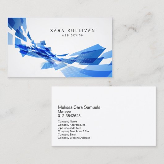 Carte de visite de conception Web Abstrait Blue Sh (Devant / Derrière)