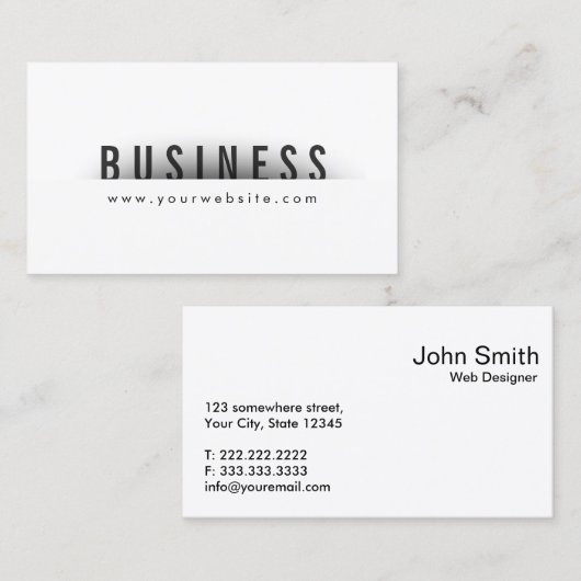 Carte de visite de conception Web de minimalisme d (Devant / Derrière)