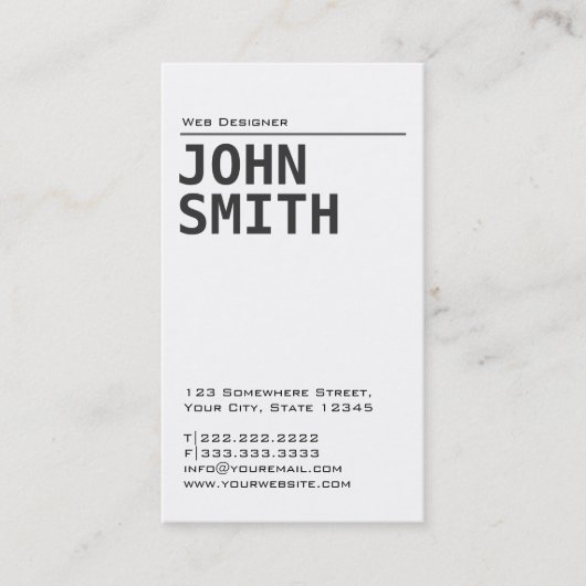 Carte de visite de conception Web simple en blanc (Devant)