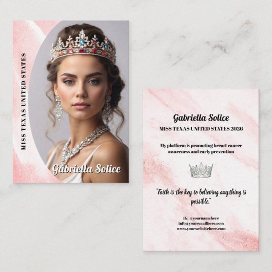 Carte de visite de concours Pink Ice Platform Prom (Devant / Derrière)