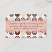 carte de visite de confections de chocolats de (Dos)