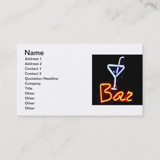 Carte de visite de connexion à la barre (Devant)