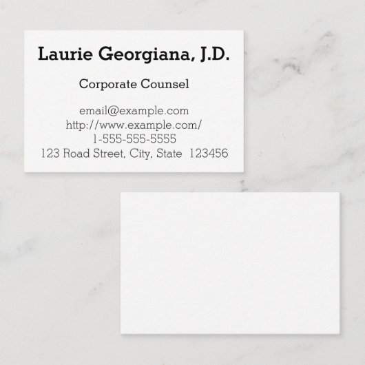 Carte de visite de conseil de base (Devant / Derrière)