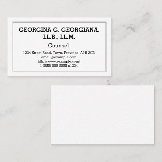 Carte de visite de conseil simple (Devant / Derrière)