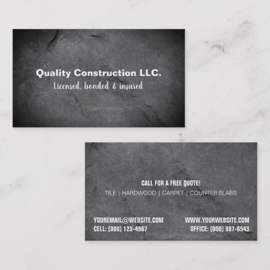 Carte de visite de construction (Devant / Derrière)