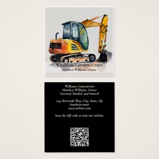 Carte de visite de construction (Devant & derrière)