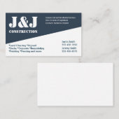 Carte de visite de construction bleu et blanc (Devant / Derrière)