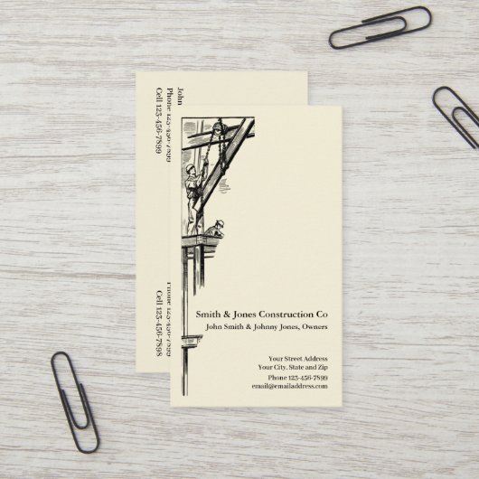 Carte de visite de construction de l'entrepreneur (Devant/Arrière en situation)