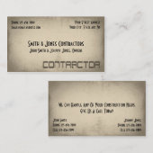 Carte de visite de construction de l'entrepreneur (Devant / Derrière)