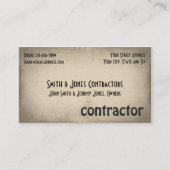 Carte de visite de construction de l'entrepreneur (Devant)