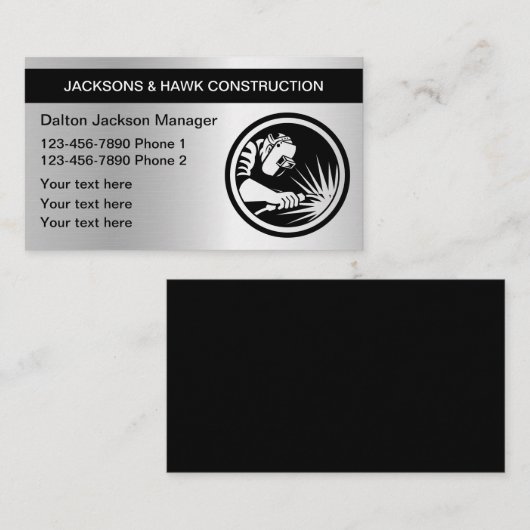 Carte de visite de construction de look métallique (Devant / Derrière)