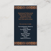 Carte de visite de construction de maçonnerie (Dos)