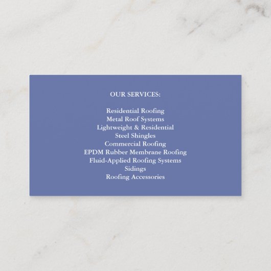 Carte de visite de construction de toitures (Dos)
