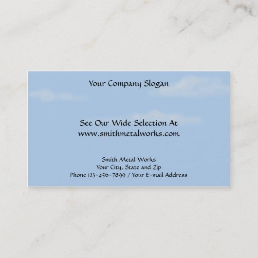 Carte de visite de construction de tôlerie (Dos)