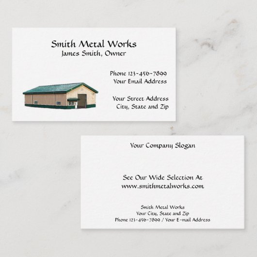 Carte de visite de construction de tôlerie (Devant / Derrière)