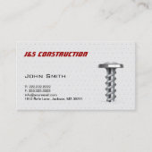 Carte de visite de construction de vis en métal co (Devant)