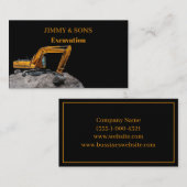 Carte de visite de construction d'excavateur (Devant / Derrière)