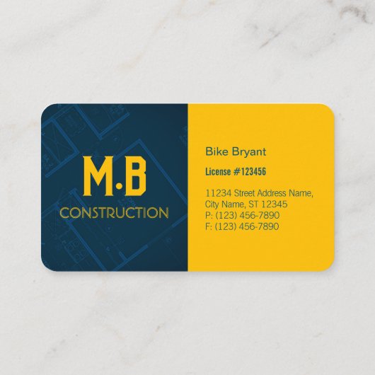 Carte de visite de construction/entrepreneur (Dos)