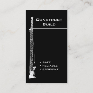 Carte de visite de construction grue noire blanche