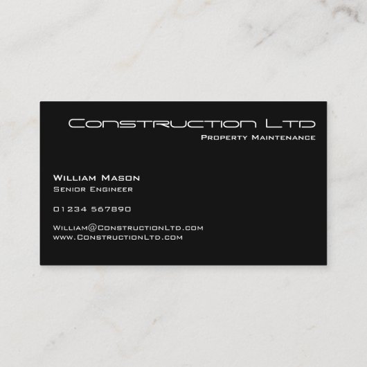 Carte de visite de construction noir et blanc (Dos)