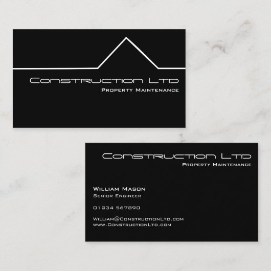 Carte de visite de construction noir et blanc (Devant / Derrière)
