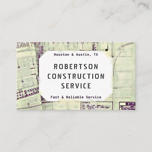 Carte de visite de construction - Plan de construc (Devant)