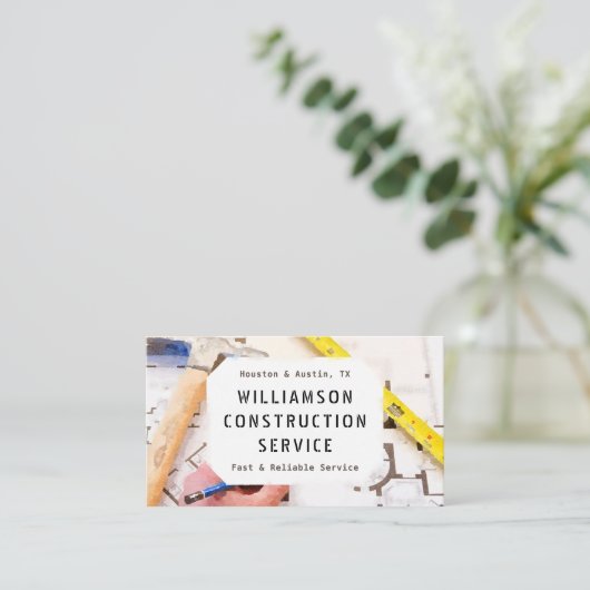 Carte de visite de construction - Plan, mesure sur (Debout devant)