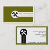 Carte de visite de construction vert olive (Devant / Derrière)