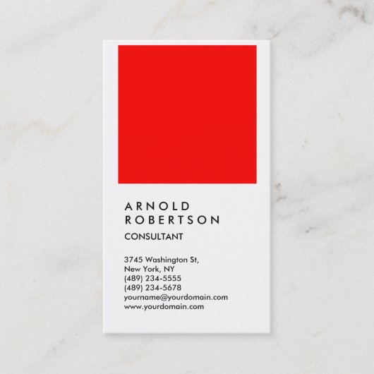 Carte de visite de consultant à tendance rouge bla (Devant)
