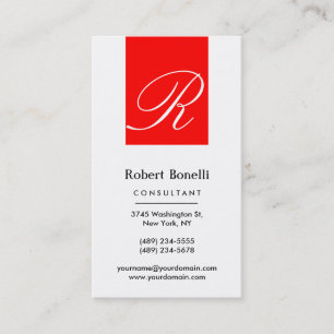 Carte de visite de consultant avec monogramme roug