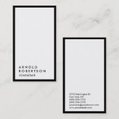 Carte de visite de consultant blanc à bordure noir (Devant / Derrière)