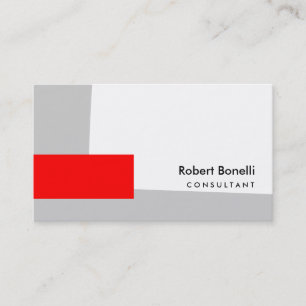 Carte de visite de consultant blanc gris-rouge cla
