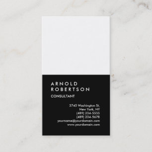 Carte de visite de consultant blanc noir vertical